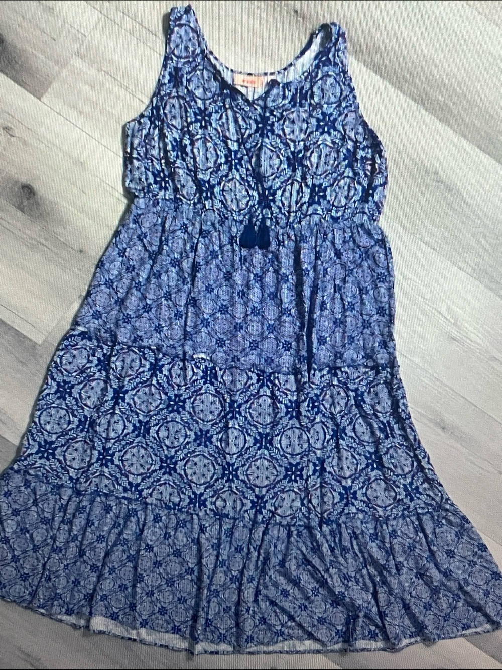 EVRI Blue Printed Maxi Dress